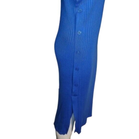 FUTURE COLLECTIVE Dress, XL, Blue Ribbed Knit, Side Buttons, Long sleeve, Stripe - Picture 5 of 15